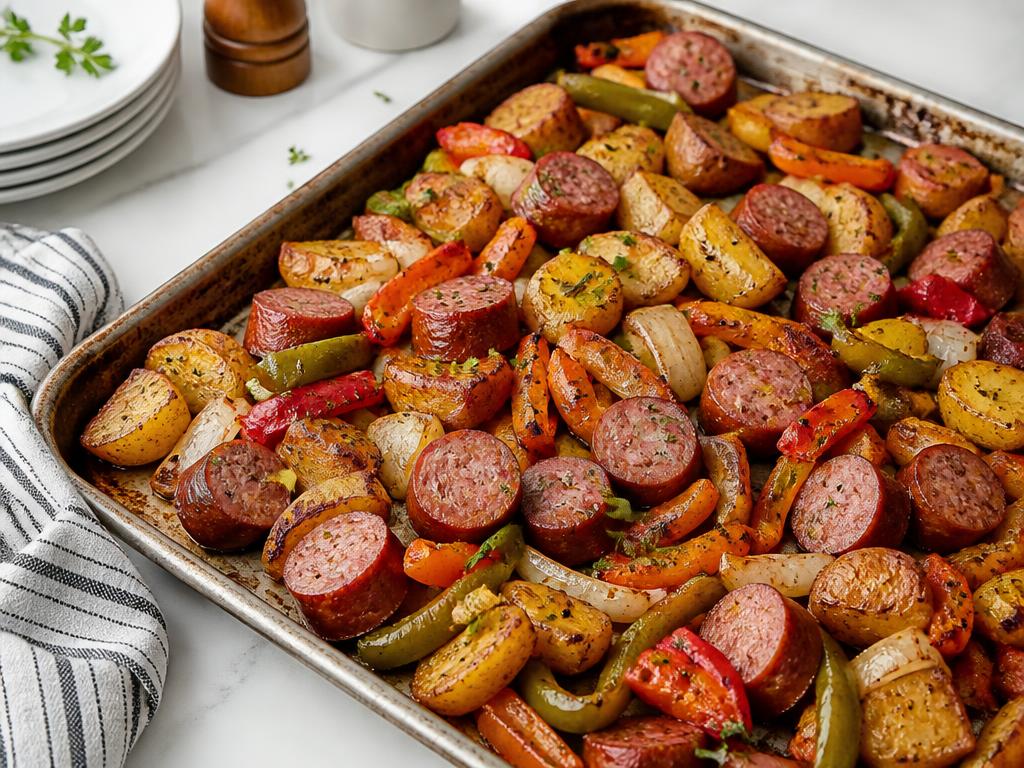Sheet pan sausage + vegetables